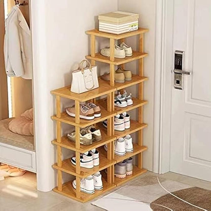 Bamboo Shoe Rack 12 Tier- Vertical Shoe Rack by SANHE