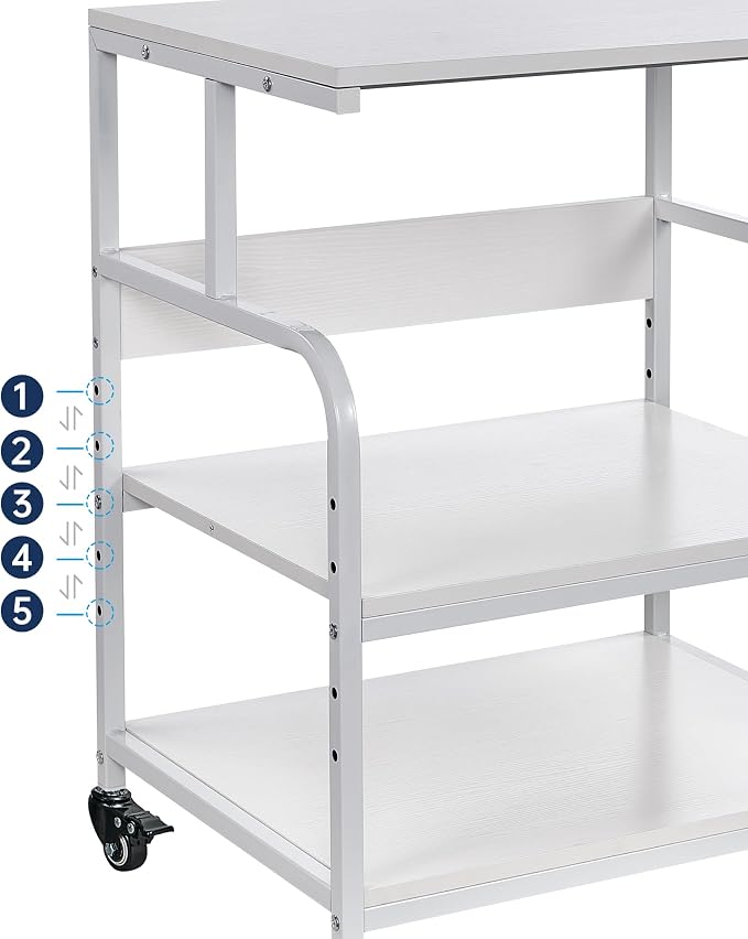 White Printer Stand, 23.6 x18.9 x 30 Inches Big Size Printer Table - Image 4
