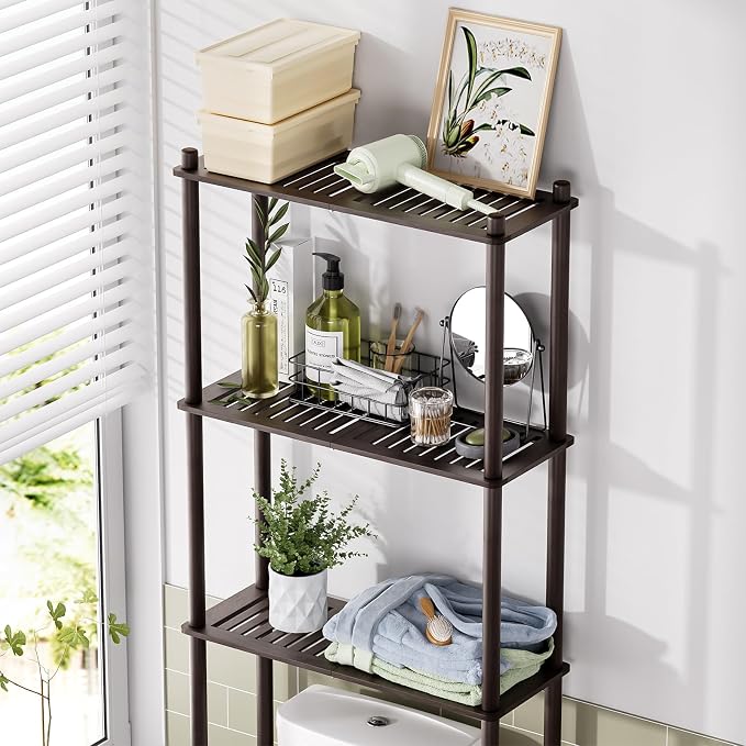 AmazerBath Bamboo Over The Toilet Storage Shelf, 3-Tier Over Toilet Bathroom - Image 3