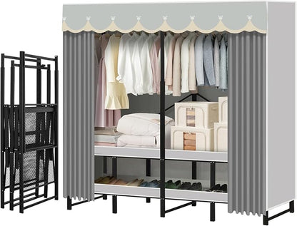 Portable Closet Rack Heavy-Duty Foldable Garment Racks by nawaish