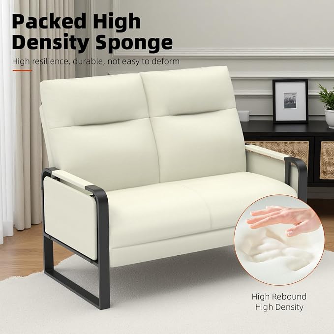 Faux Leather Loveseat, Upholstered Loveseat - Image 5