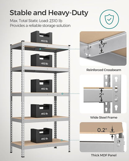 SONGMICS 5-Tier Storage Shelves, Load 2310 lb, Garage Storage, Boltless Assembly - Image 4