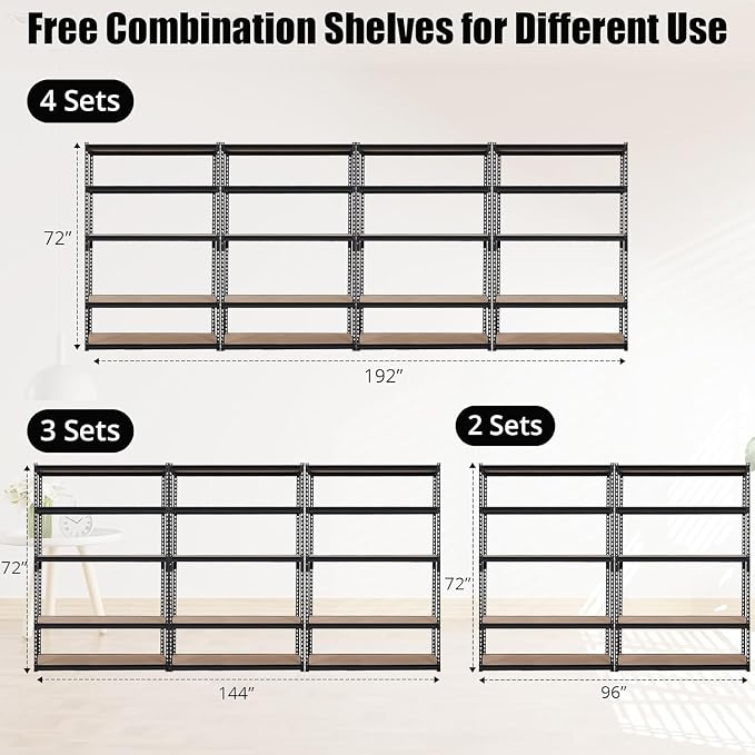 Storage Shelving Unit, 5-Tier Adjustable Metal Storage Shelves - Image 7