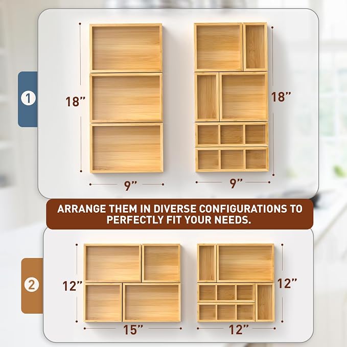 Bamboo Drawer Organizer, Wooden Storage Boxes Organizers - Image 5