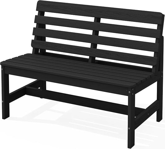 SERWALL Armless Outdoor Bench, All Weather HDPE Porch Bench, 1 Pack, Suitable by SERWALL