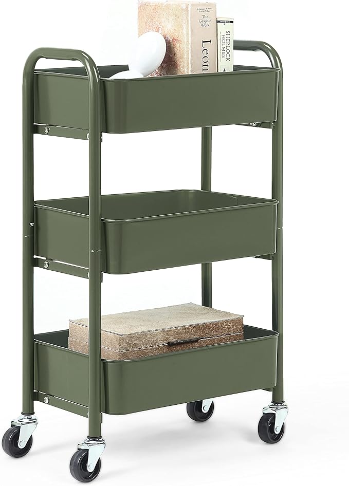 SunnyPoint 3-Tier Delicate Compact Rolling Metal Storage Organizer by SunnyPoint