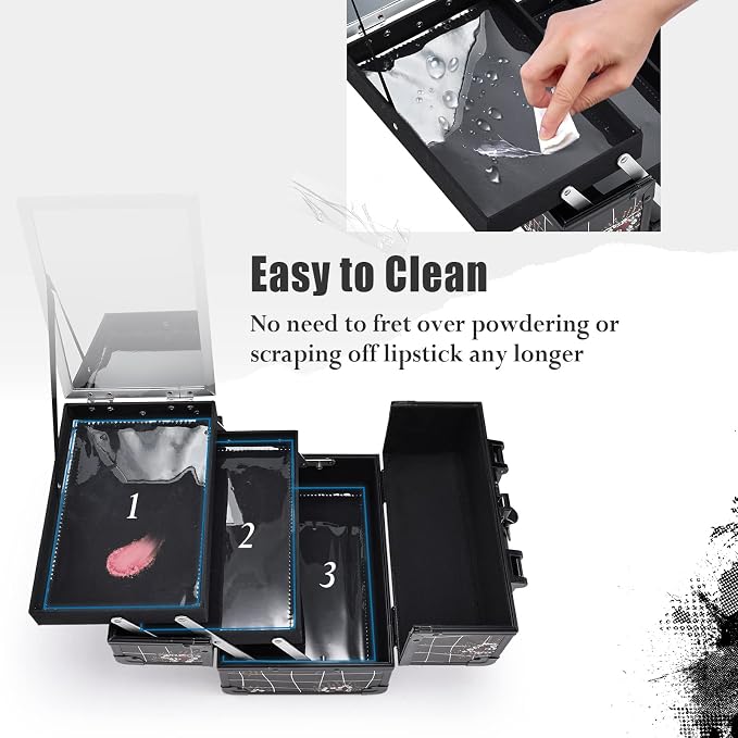 Joligrace Makeup Train Case Portable Makeup Case Organizer 2 Trays Cosmetic Box - Image 5