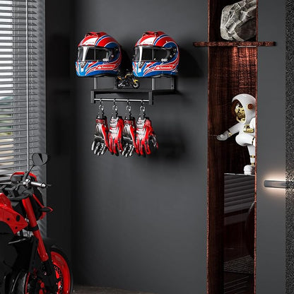Automotive Helmet Holder Wall Mount, Solid Wood and Metal Helmet Rack - Image 6