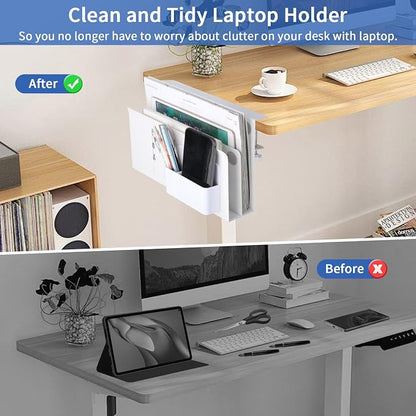 LUKETURE Desk Side Storage, 2 Tier Under Desk Laptop Mount - Image 4