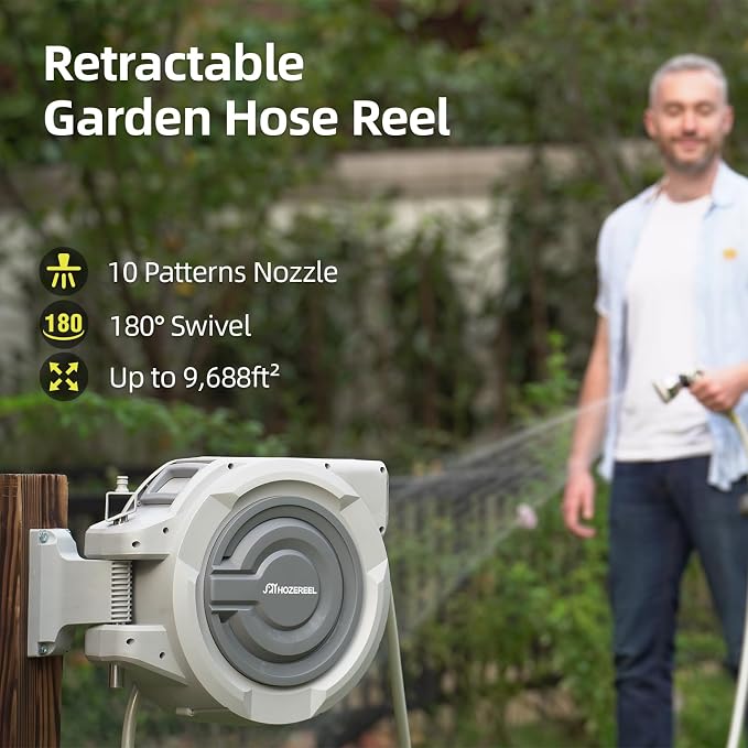 Retractable Garden Hose Reel 1/2"x 110ft, UV Resistant Hose Reels - Image 4