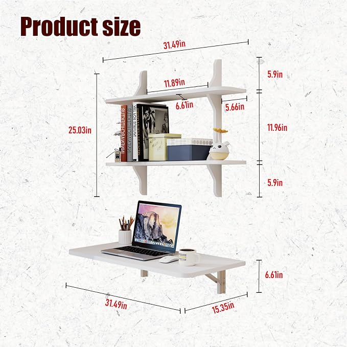 Pmnianhua Wall Mounted Folding Table, Foldable Drop Leaf Table, Wall Mount Fold - Image 2