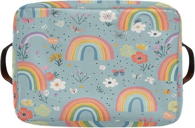 Cute Rainbows Flowers Storage Bins Box Foldable Shelf Basket - Image 8