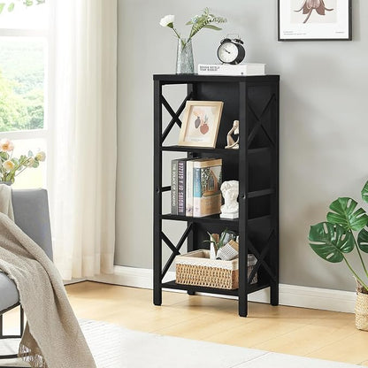 Small Bookshelf, 4 Tier Industrial Bookcase - Image 3