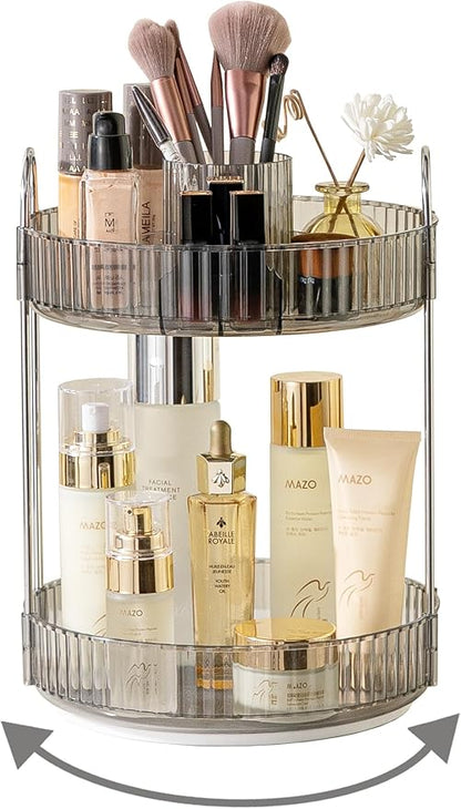 360 Rotating Makeup Organizer, 2 Tier Large Capacity Make Up Organizers and by Asayuee