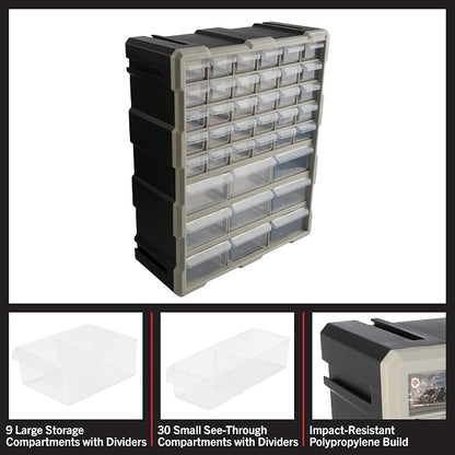 Stalwart 39-Drawer Plastic Small Parts Organizer, or Wall Storage Drawers - Image 3