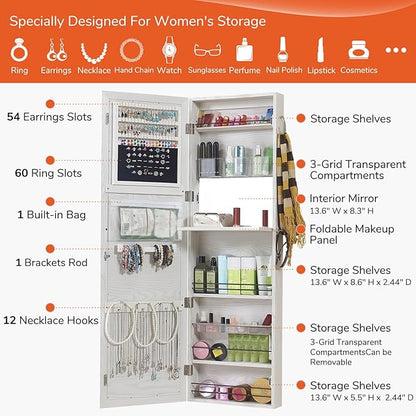 GISSAR Jewelry Mirror Armoire Wall Mount Over The Door Cabinet Storage - Image 4
