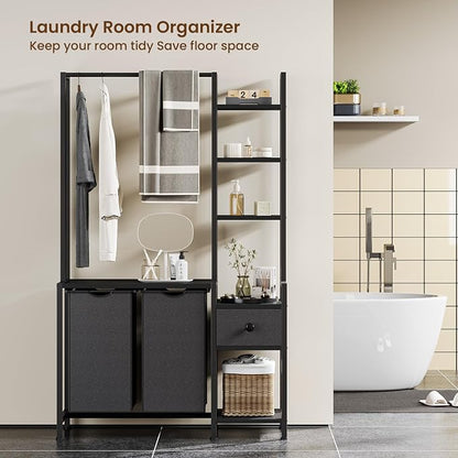 Laundry Hamper with Shelf, 5 Tiers Tall Laundry Basket Sorter with 2 Pull-Out - Image 6