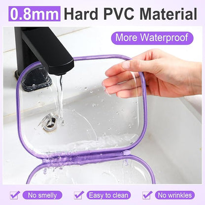 Sanwuta 6 Pcs Clear Hard Zipper Case Hard Plastic Zipper Pouches Transparent - Image 4