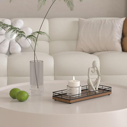 Wooden Decorative Tray, Oak 11.2" L Coffee Table Tray - Image 5