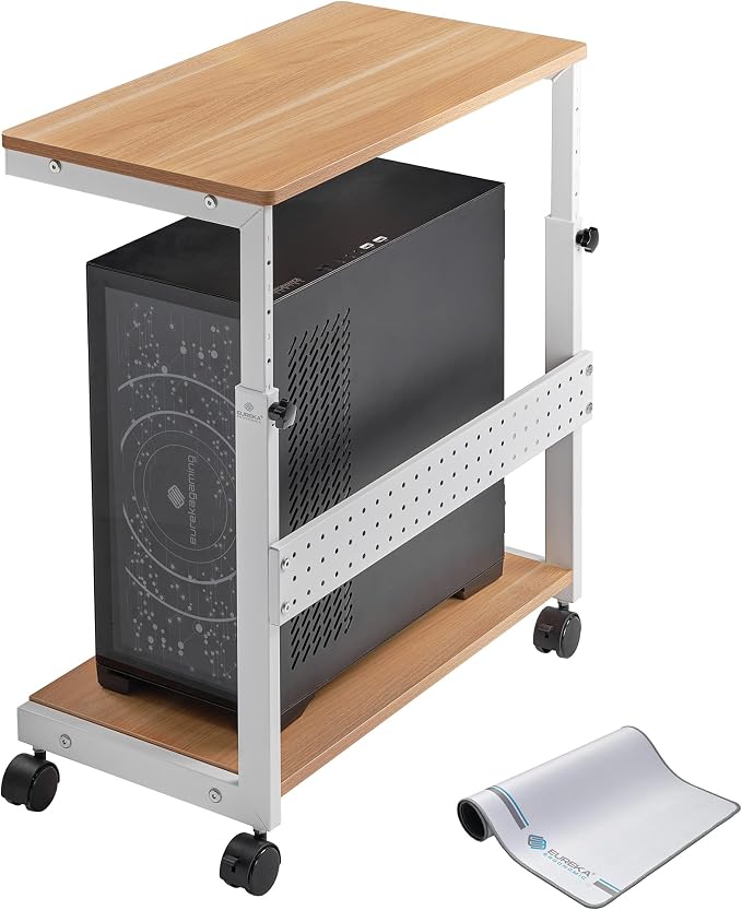 EUREKA ERGONOMIC PC Stand Computer Cart, Height Adjustable Tower Stand 2-Tier by EUREKAERGONOMIC