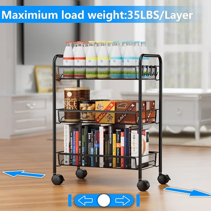3-Tier Mesh Rolling Cart - Image 5