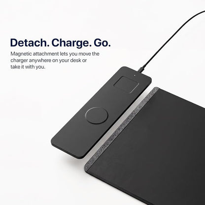 Wireless Charging Desk Mat, Detachable MagSafe & Qi Mouse Pad - Image 2