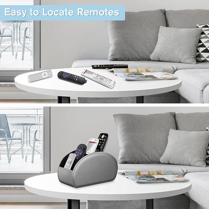 FINTIE Remote Control Holder, 5 Compartments Vegan Leather TV Remoter Caddy - Image 2