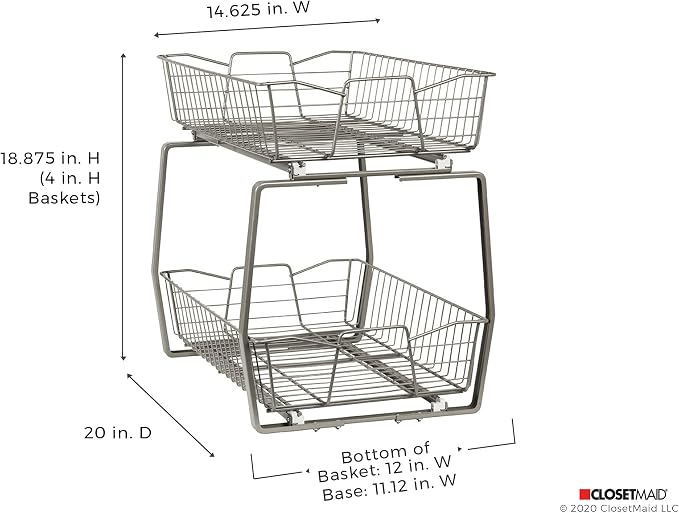ClosetMaid 14 in. Pull Out Cabinet Organizer, 2 Tier, Heavy Duty, Slide Out - Image 5