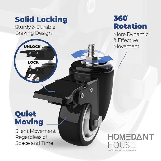 HOMEDANT House 5-Tier Metal Boltless Rolling Cart Shelf Rack Casters Heavy Duty - Image 13