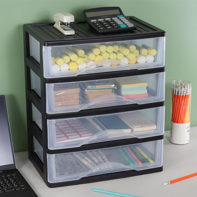 BYCY Medium 4 Drawer Clear Stacking Desktop Organizer - Image 2