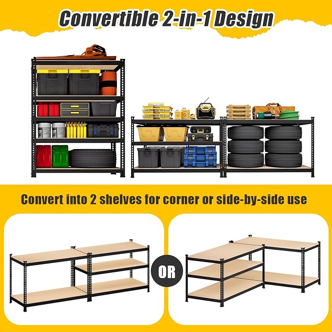 5-Tier Metal Storage Shelves: Heavy Duty Garage Shelving Adjustable Shelves - Image 7