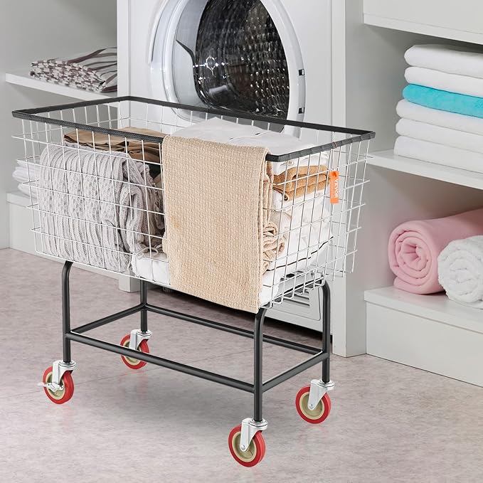 VEVOR Wire Laundry Cart, 3.8Bushel Wire Laundry Basket - Image 8