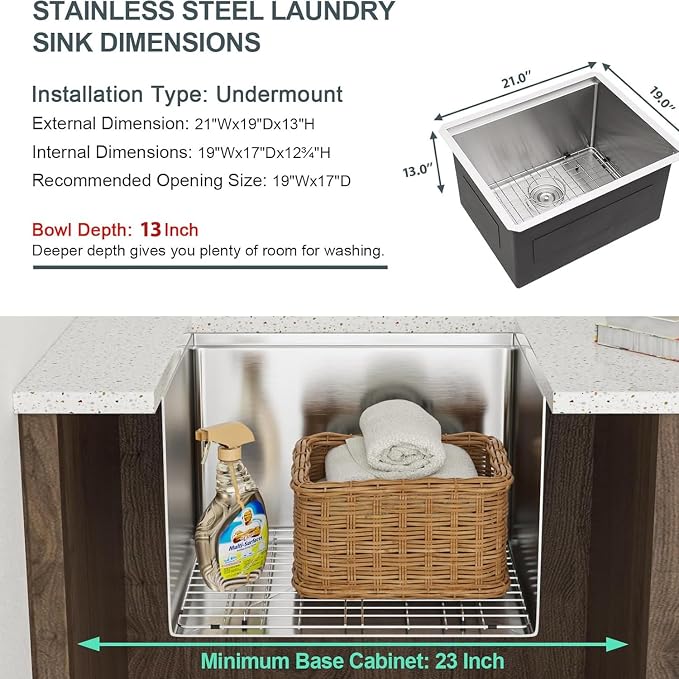21 Laundry Sink Stainless Steel - Image 7