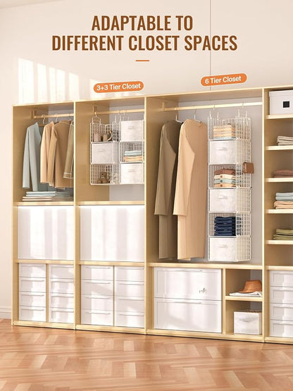 Closet Hanging Organizer with Drawers, 6 Tier Metal Closet Organizers and - Image 5