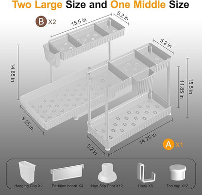 Sevenblue 3 Pack Multi-Purpose Pull-Out Storage Organizers, 2-Tier L-Shaped - Image 6