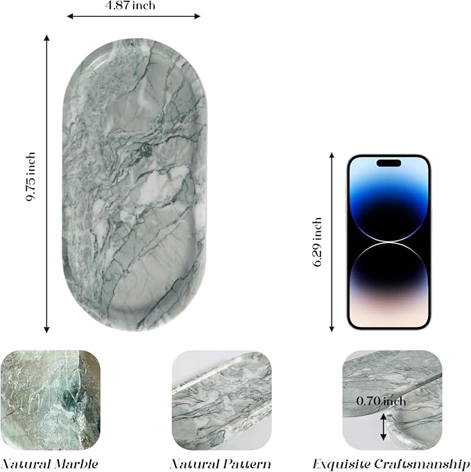 Koville Marble Bathroom Tray for Countertop, Vanity Tray Stone Trays for Decor - Image 3