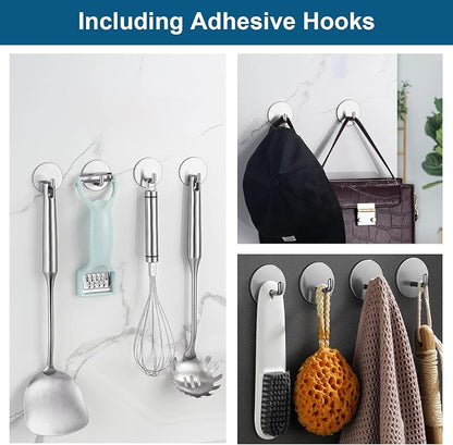 Diesisa Razor Holder for Shower + Adhesive Wall Hooks, Premium 304 Stainless - Image 3