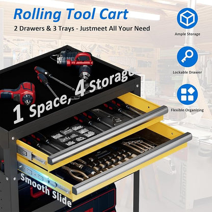 5 -Tier Heavy Duty Rolling Tool Cart on Wheels - Image 2