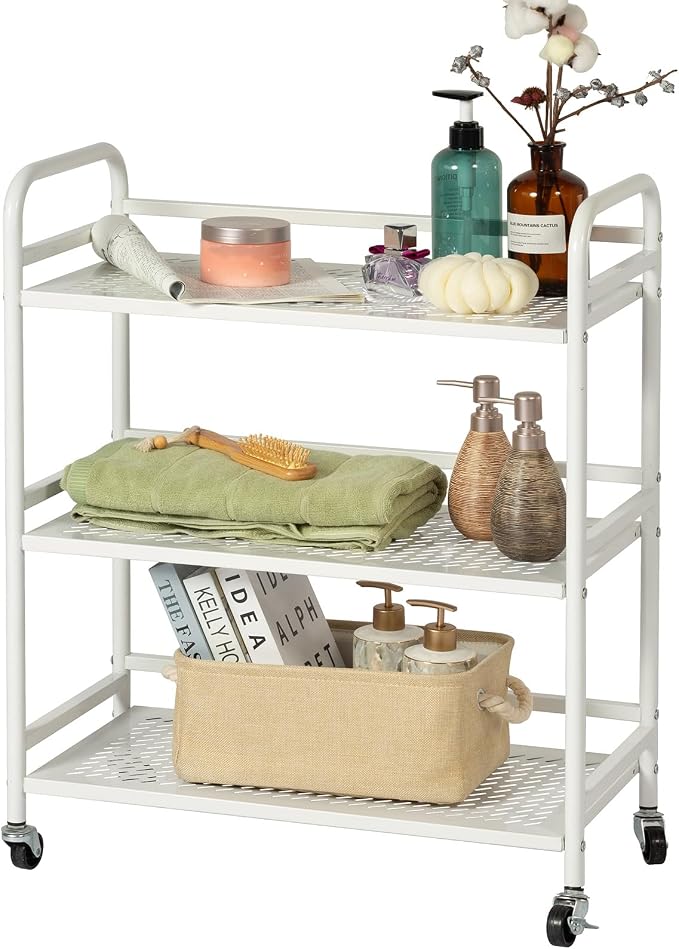 HDANI 3 Tier Metal Rolling Heavy Cart Supports 40 Lbs Per Tier, Mesh Rolling by HDANI