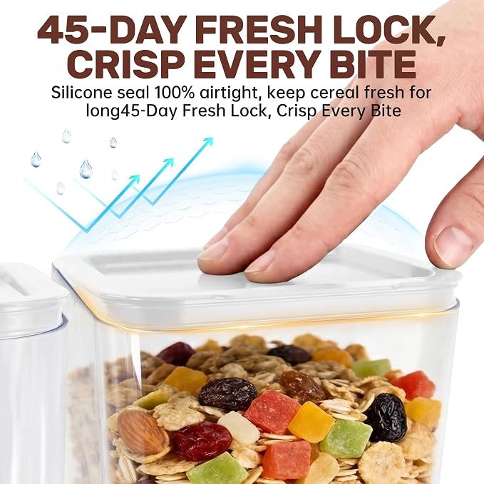 Cereal Dispenser Countertop 2 Pack, 3L Large Cereal Containers Storage Airtight - Image 2