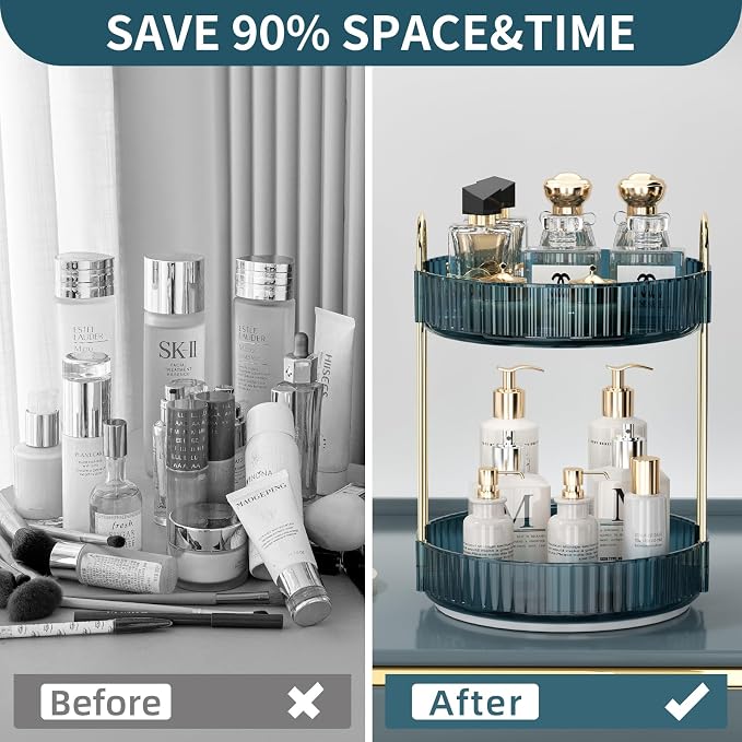 360 Rotating Makeup Organizer for Vanity, Bathroom Countertop Organizer - Image 4