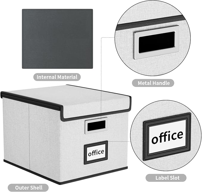 File Organizer Box with Lids, Collapsible File Folder Organizer | File Box with - Image 4