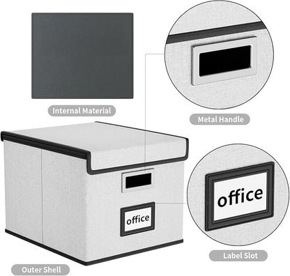 File Organizer Box with Lids, Collapsible File Folder Organizer | File Box with - Image 4