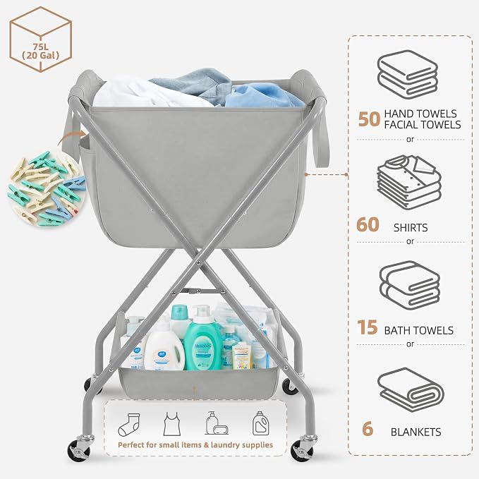 STORAGE MANIAC Collapsible Laundry Cart - Image 4