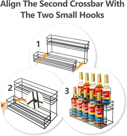 10 Bottle Capacity Coffee Syrup Organizer 2 Tier Coffee Syrup Stand Shelf - Image 2