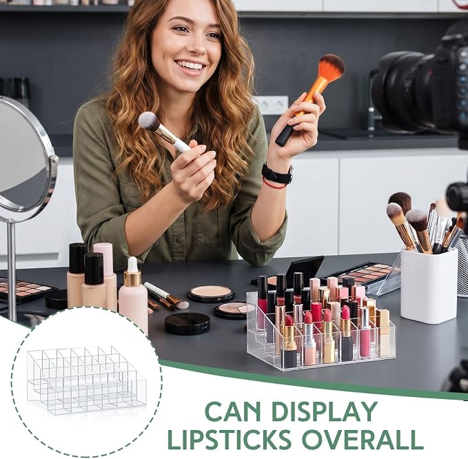 Macarrie 6 Pieces Lipstick Holder 24 Slot Clear Acrylic Lipgloss Organizer - Image 5