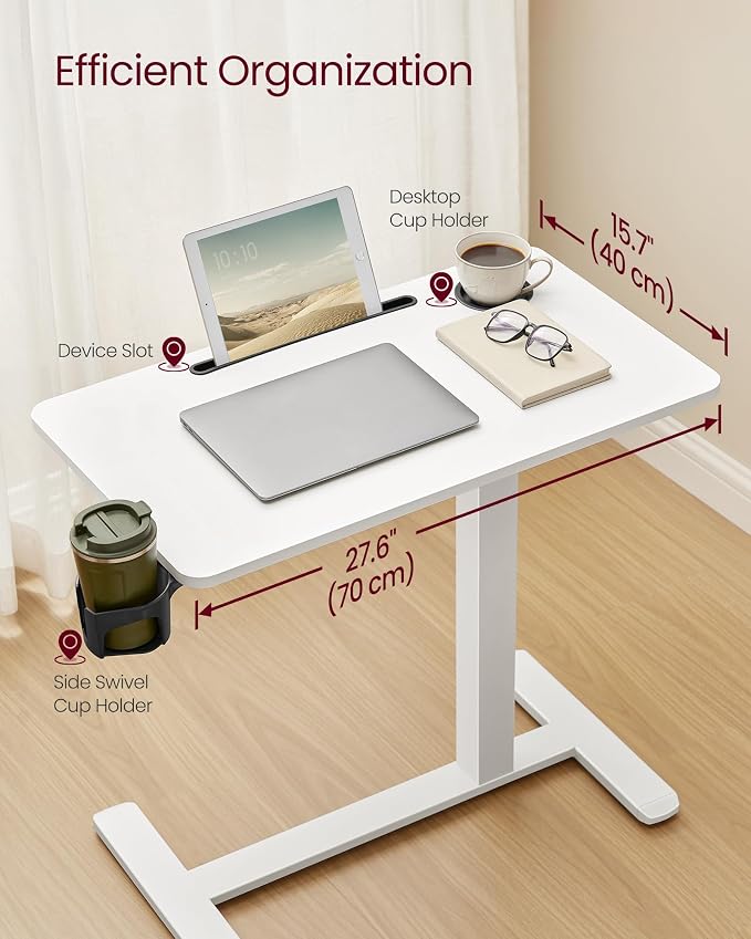 VASAGLE Overbed Table with Wheels, Mobile Standing Computer Desk, 27.6 x 15.7 - Image 5