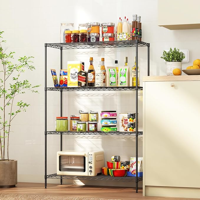 FDW | 4-Tier Wire Shelf | 35" x 13" x 53" | Black | Storage Shelves - Image 6
