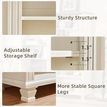 70" Tall White Bookshelf, 5 Tier Wood Book Shelf - Image 8
