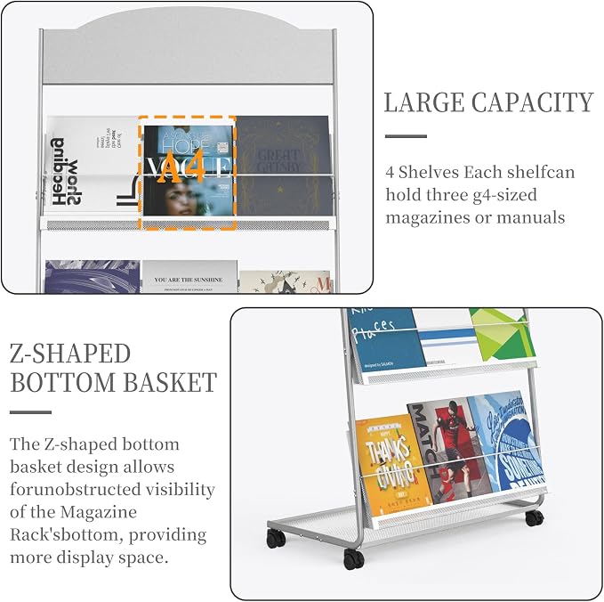 Floor-Standing Magazine Rack 4-Layer - Image 3